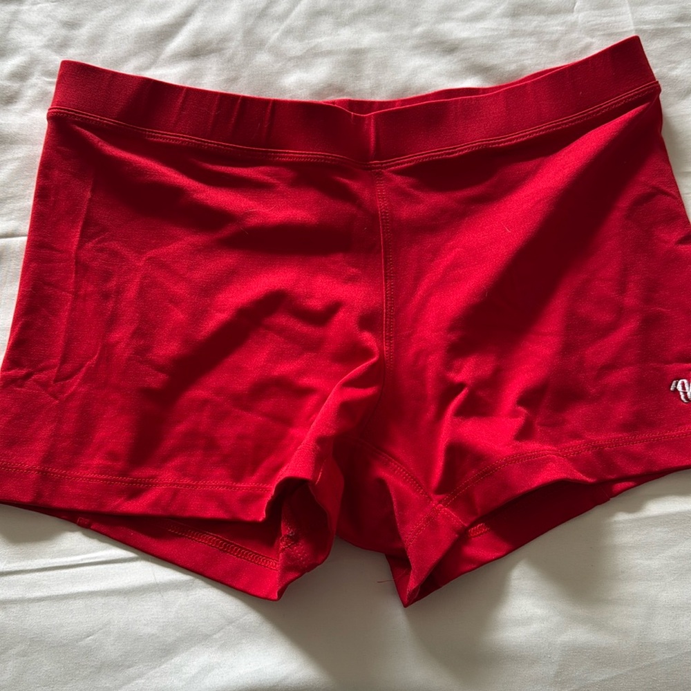 Red compression shorts